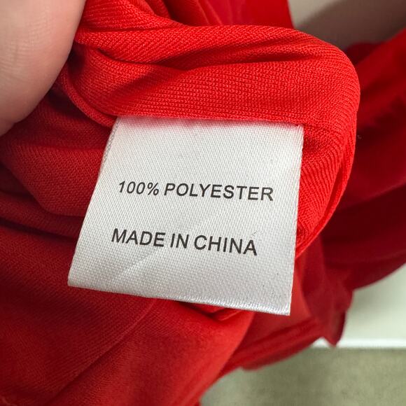 Vemvan Spaghetti Halter Off The Shoulder Red Lightweight Top US Womens M - Picture 7 of 9